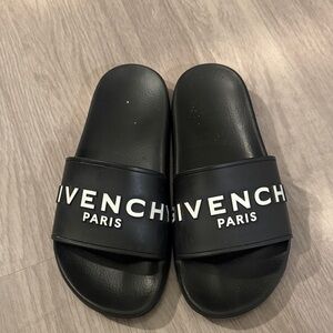 Givenchy Black Slides with White Logo